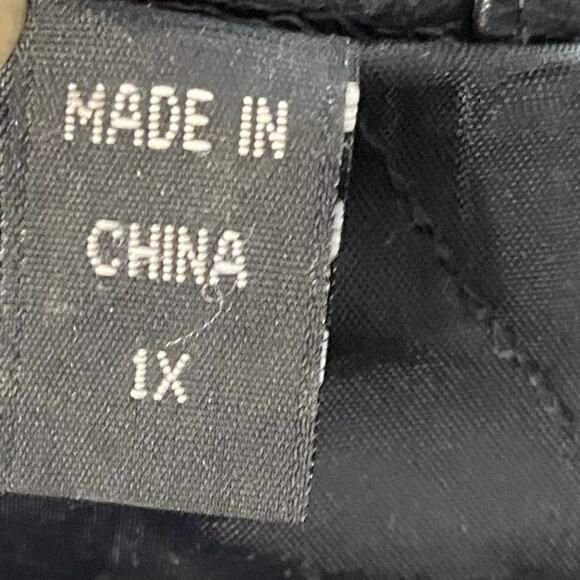 Vintage 80s NYDA Leather Jacket Women 1X Black Mid Length Baggy Full Zip - Picture 9 of 11